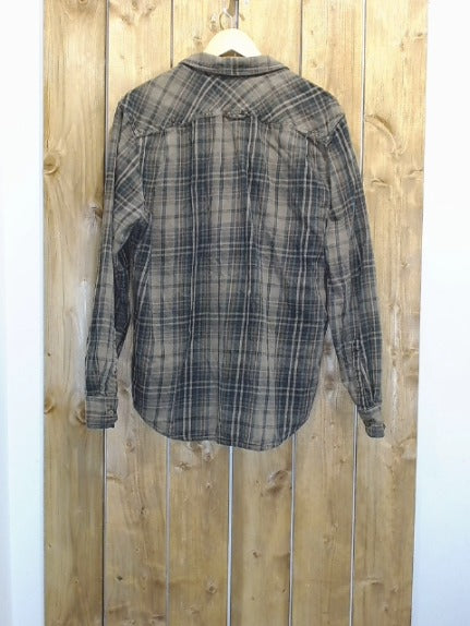 Navy and Grey Check Prana Adult Men Top, Large