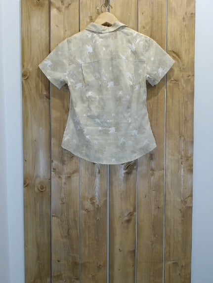 Tan Floral Print Royal Robbins Adult Women Top, Small