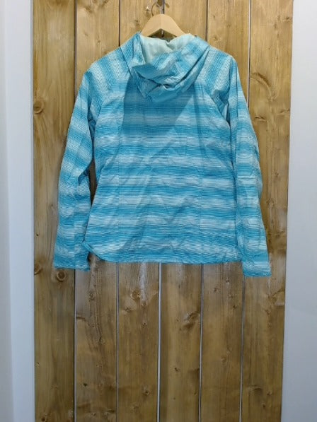 Teal Blue + White Stripe Columbia Adult Women Outerwear, Large
