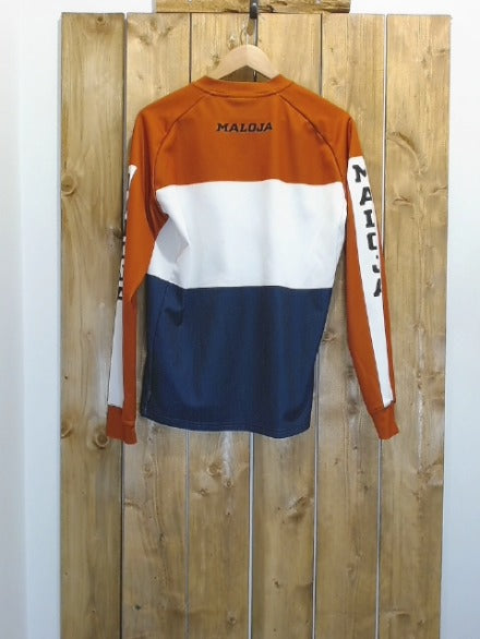 White and Blue and Rust Maloja Adult Men Top, Small