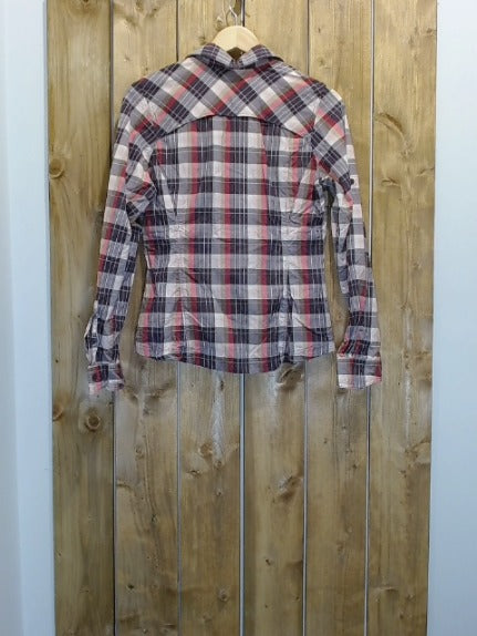 Pink and Purple Check Columbia Adult Women Top, Medium