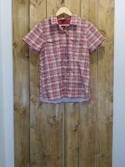 Pink Brown Check Eddie Bauer Adult Women Top, Small