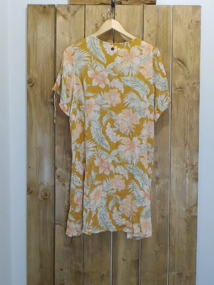 Pink and Gold Floral Rip Curl Adult Women Top, Medium