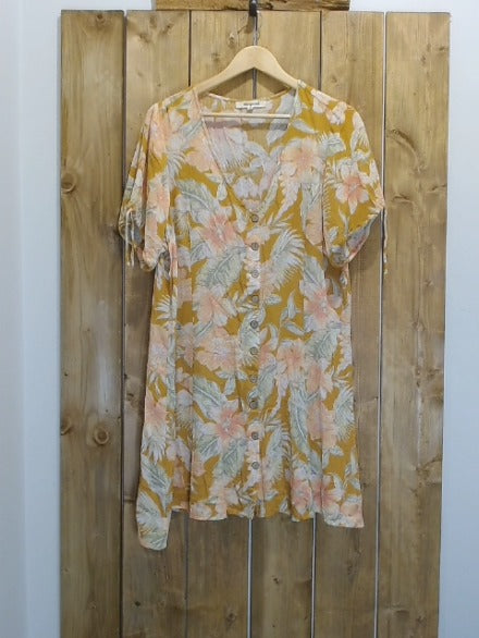 Pink and Gold Floral Rip Curl Adult Women Top, Medium