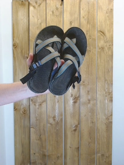Blue and Tan stripe Chaco Adult Women Footwear, 6