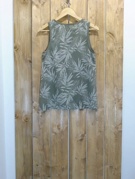 Green Floral Fig Adult Women Top, Small