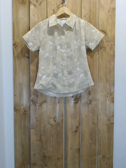 Tan Floral Print Royal Robbins Adult Women Top, Small