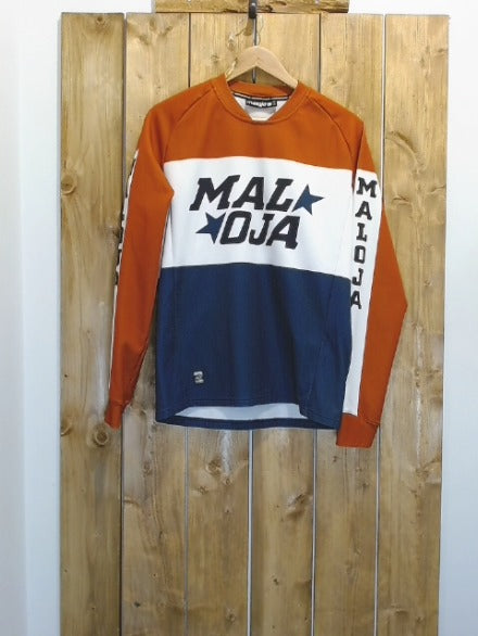 White and Blue and Rust Maloja Adult Men Top, Small