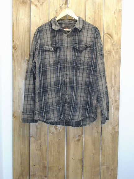 Navy and Grey Check Prana Adult Men Top, Large