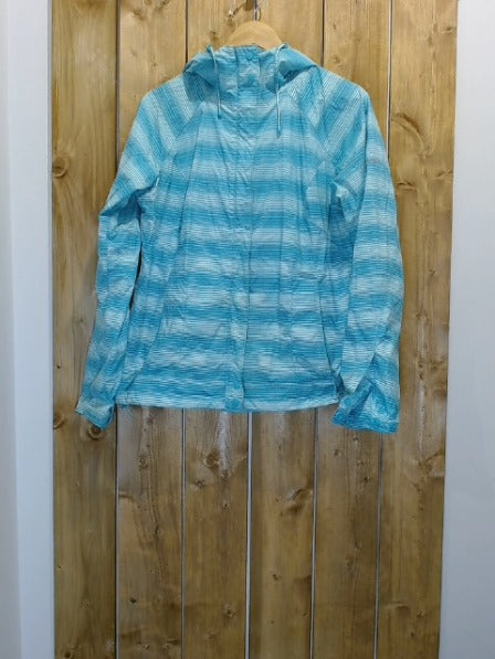 Teal Blue + White Stripe Columbia Adult Women Outerwear, Large